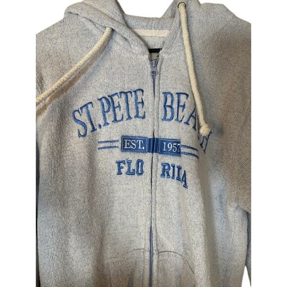 Salty Wave Collection Baby Blue St. Pete Beach FLA Full Zip Jacket Women Sz M - Picture 3 of 12